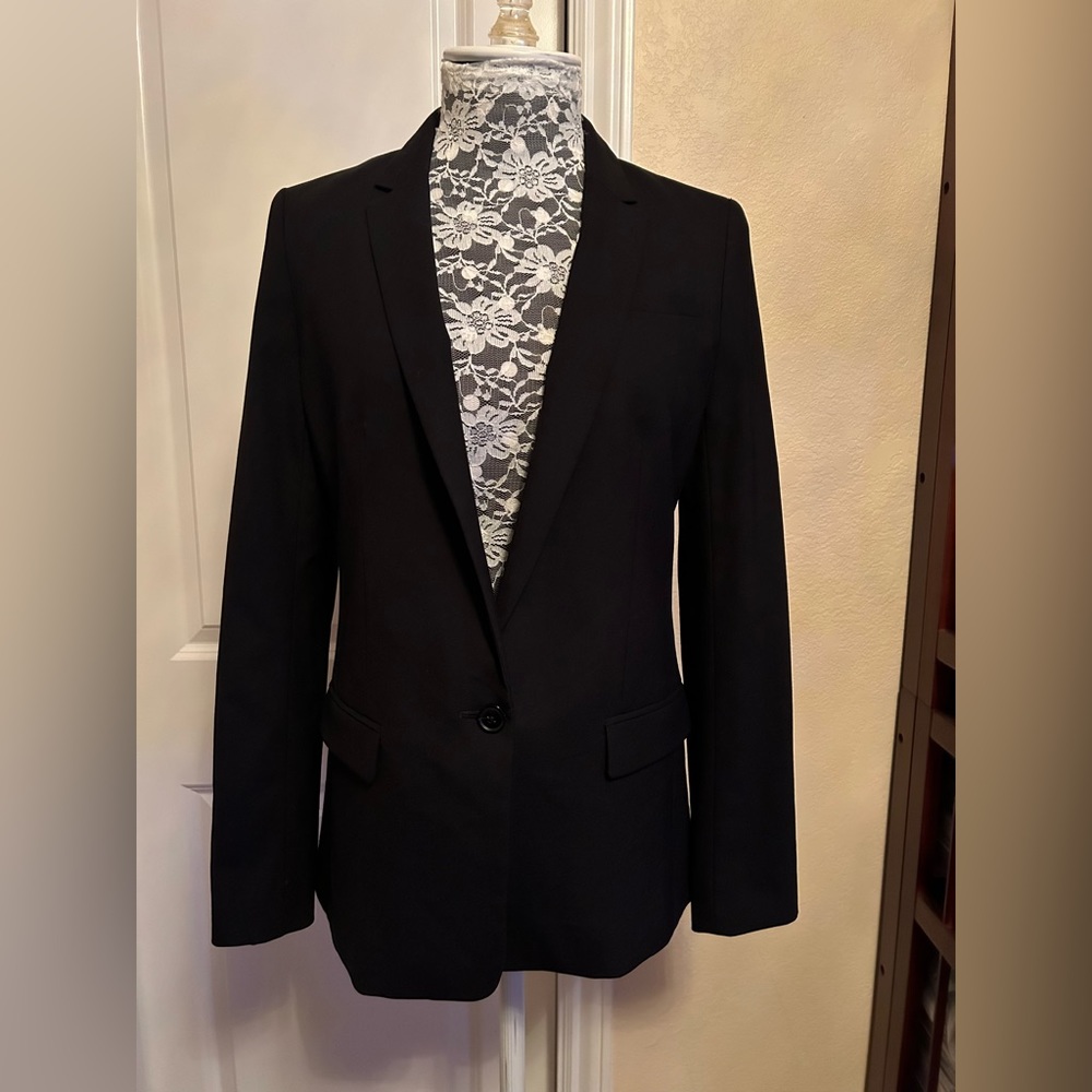 NWT Banana Republic Lightweight Wool Blend Blazer Black 2